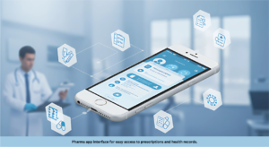 Pharma app interface for easy access to prescriptions and health records