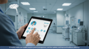 A hospital mobile app enables seamless patient management, real-time updates, and improved healthcare efficiency.